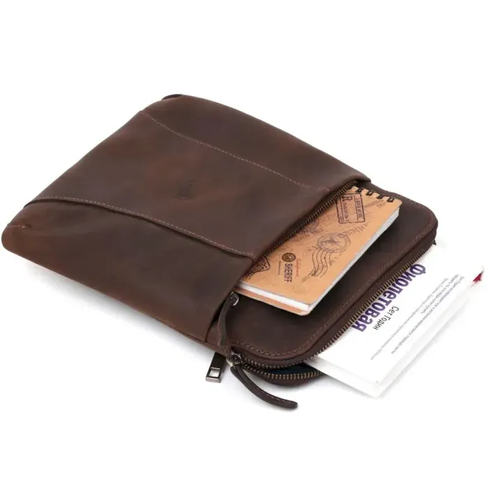 Стильний чоловічий месенджер із вінтажної шкіри Shvigel 11180 Коричневий