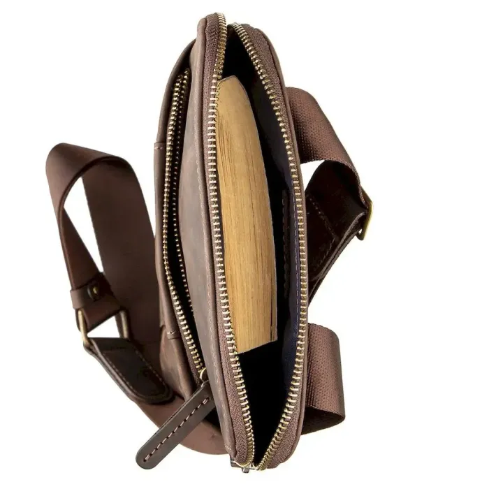 Стильний чоловічий месенджер із вінтажної шкіри Shvigel 11180 Коричневий