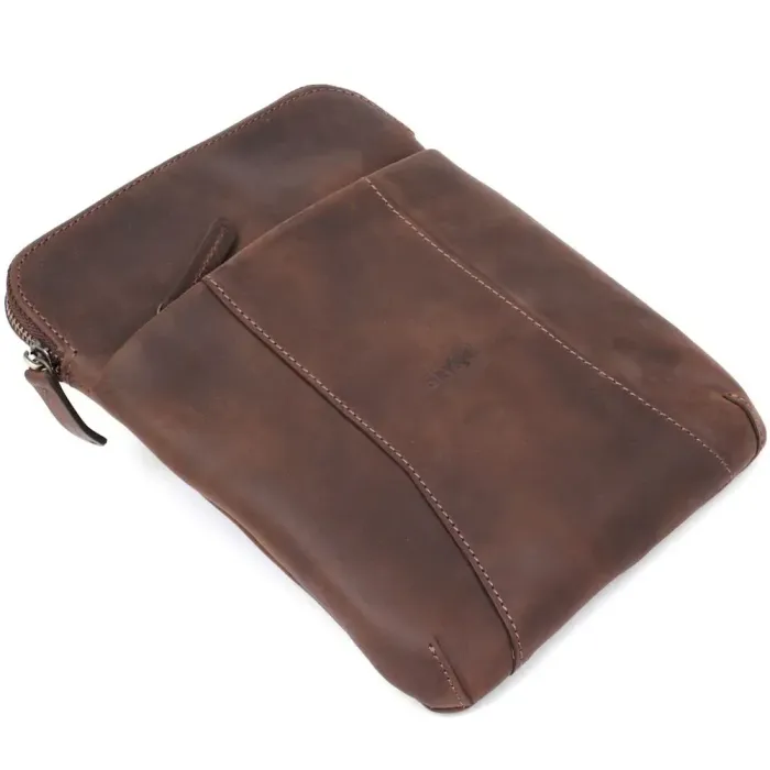 Стильний чоловічий месенджер із вінтажної шкіри Shvigel 11180 Коричневий