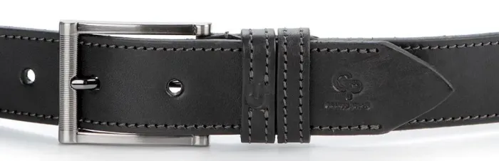 Стильный мужской ремень из кожи GRANDE PELLE 00787 Черный