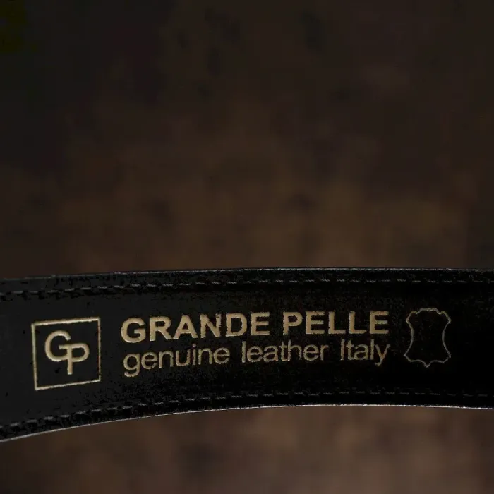 Стильный мужской ремень из кожи GRANDE PELLE 00787 Черный
