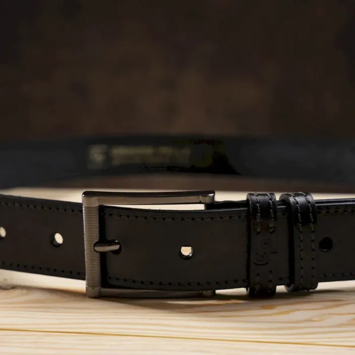 Стильный мужской ремень из кожи GRANDE PELLE 00787 Черный