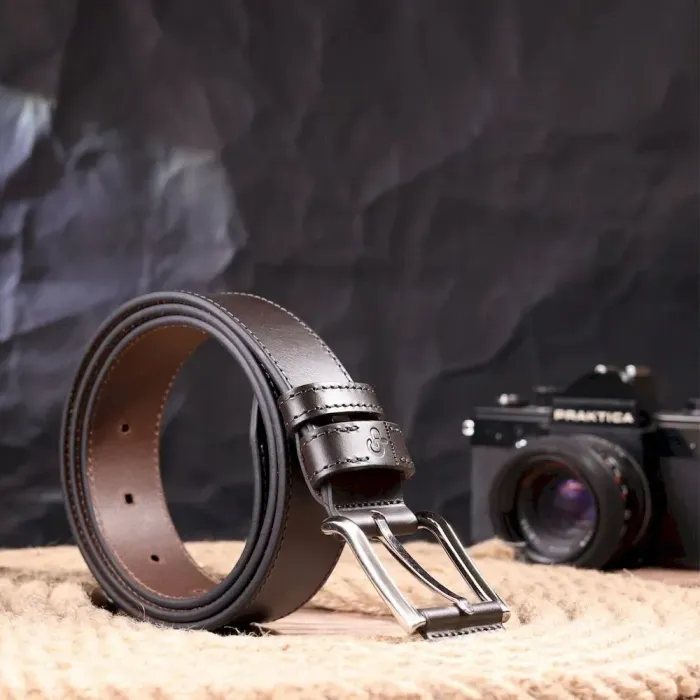 Стильний чоловічий ремінь із натуральної шкіри Grande Pelle 21462 Коричневий