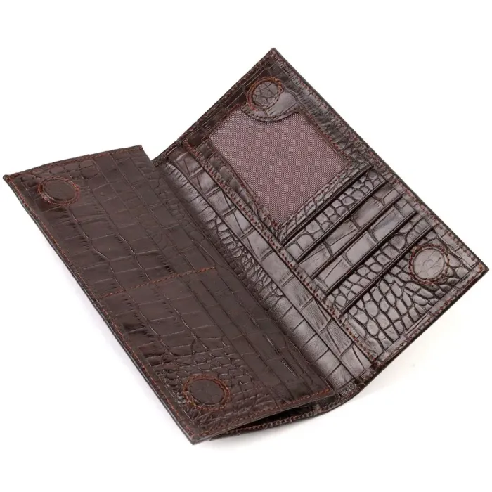 Стильный мужской вертикальный бумажник из натуральной кожи с тиснением под крокодила CANPELLINI 21900 Коричневый