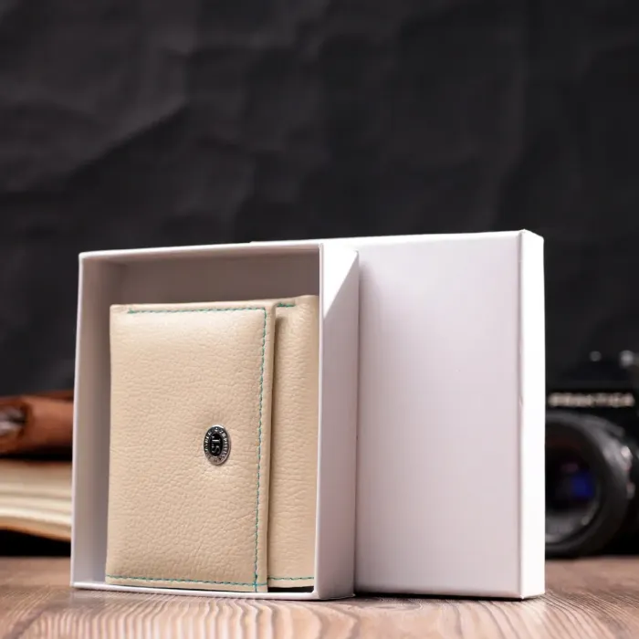 Стильный небольшой кошелек для модниц из натуральной кожи ST Leather 19506 Белый