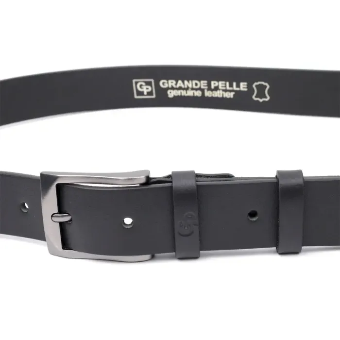Стильний пояс під штани для чоловіків із натуральної шкіри GRANDE PELLE 11690 Чорний