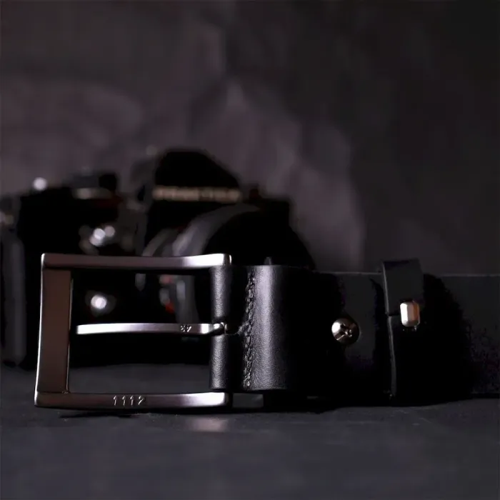 Стильний пояс під штани для чоловіків із натуральної шкіри GRANDE PELLE 11690 Чорний