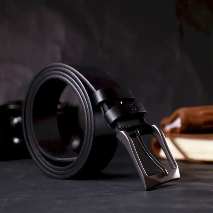 Стильний пояс під штани для чоловіків із натуральної шкіри GRANDE PELLE 11690 Чорний