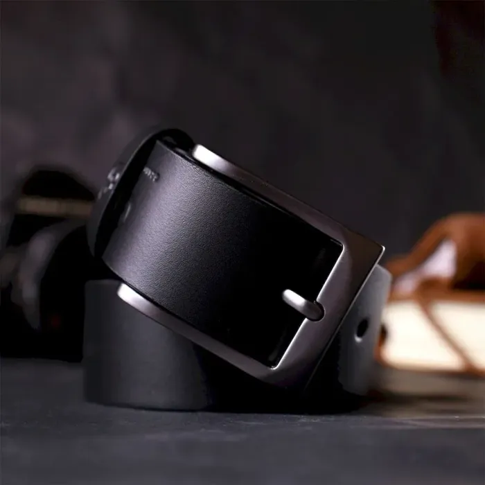 Стильний пояс під штани для чоловіків із натуральної шкіри GRANDE PELLE 11690 Чорний