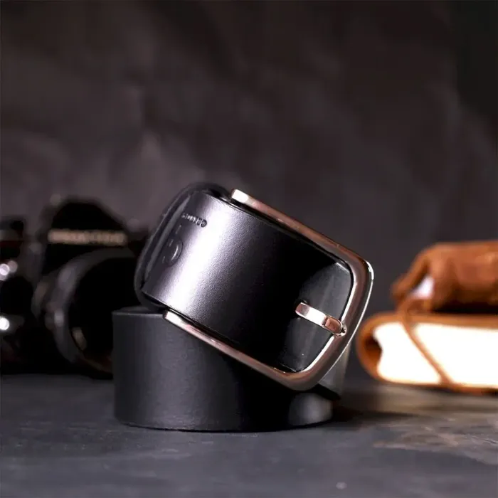 Стильний ремінь під джинси з натуральної шкіри GRANDE PELLE 11684 Чорний