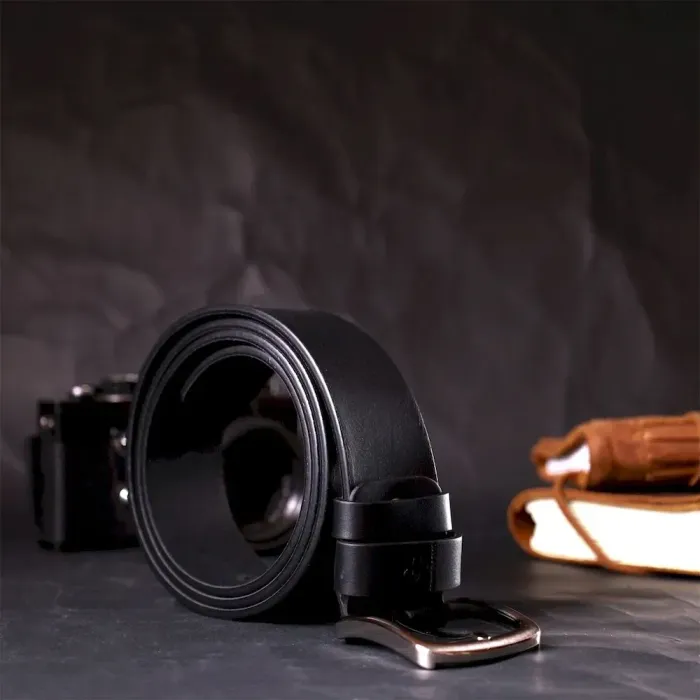 Стильний ремінь під джинси з натуральної шкіри GRANDE PELLE 11684 Чорний