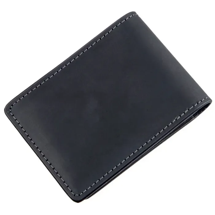 Стильний затискач для грошей вінтажний GRANDE PELLE 11194 Чорний