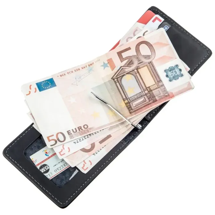 Стильний затискач для грошей вінтажний GRANDE PELLE 11194 Чорний