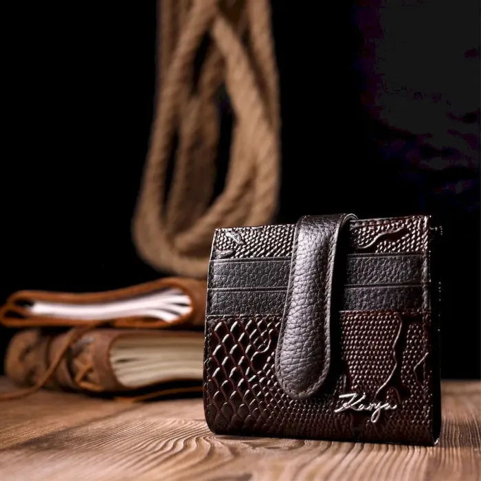 Стильний жіночий гаманець із натуральної фактурної шкіри KARYA 20952 Коричневий