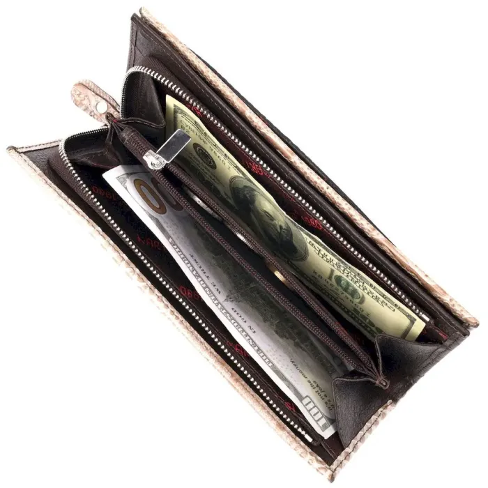 Стильний горизонтальний гаманець жіночий з натуральної фактурної шкіри KARYA 21101 Бежевий