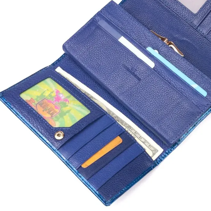 Стильний жіночий гаманець із лакованої шкіри з візитницею ST Leather 19404 Синій