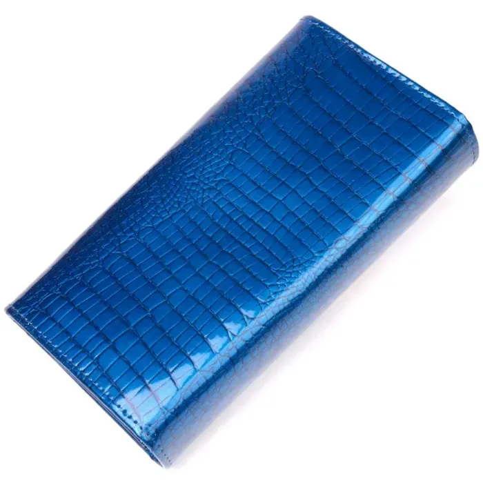 Стильний жіночий гаманець із лакованої шкіри з візитницею ST Leather 19404 Синій