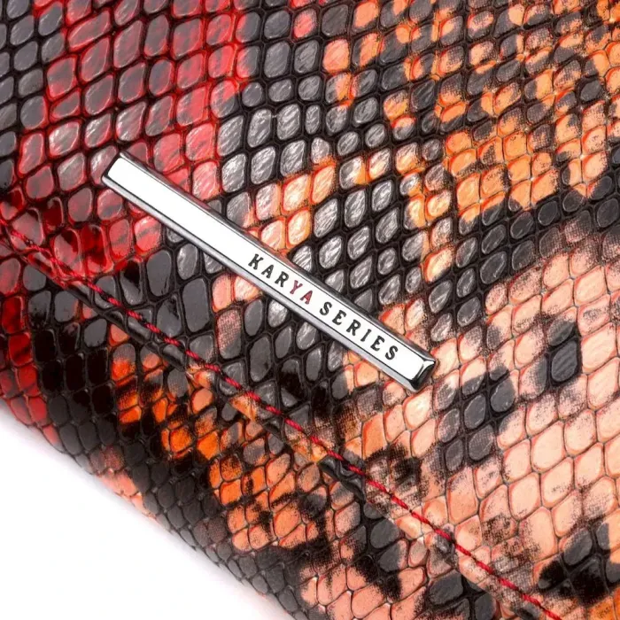 Стильный женский кошелек из натуральной фактурной кожи под змею KARYA 21010 Красный