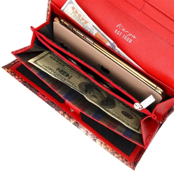 Стильный женский кошелек из натуральной фактурной кожи под змею KARYA 21010 Красный