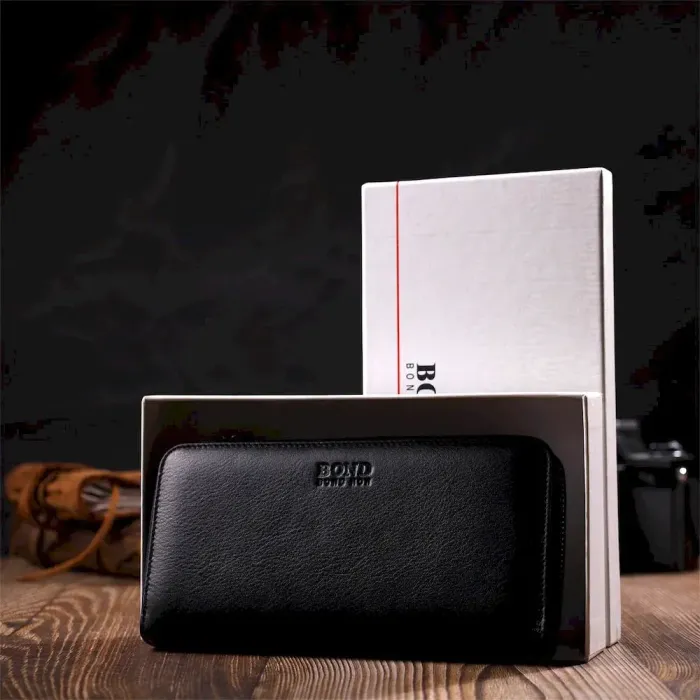 Стильний жіночий гаманець із натуральної гладкої шкіри BOND 22054 Чорний