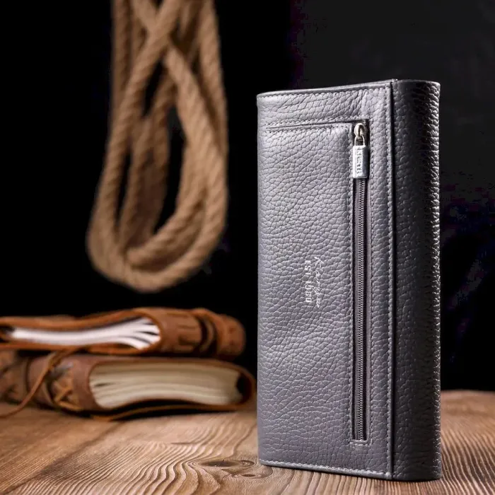 Стильный женский кошелек из натуральной кожи KARYA 21024 Серый
