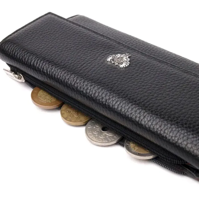 Стильный женский кошелек из натуральной зернистой кожи KARYA 21007 Черный