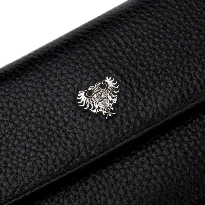 Стильный женский кошелек из натуральной зернистой кожи KARYA 21007 Черный