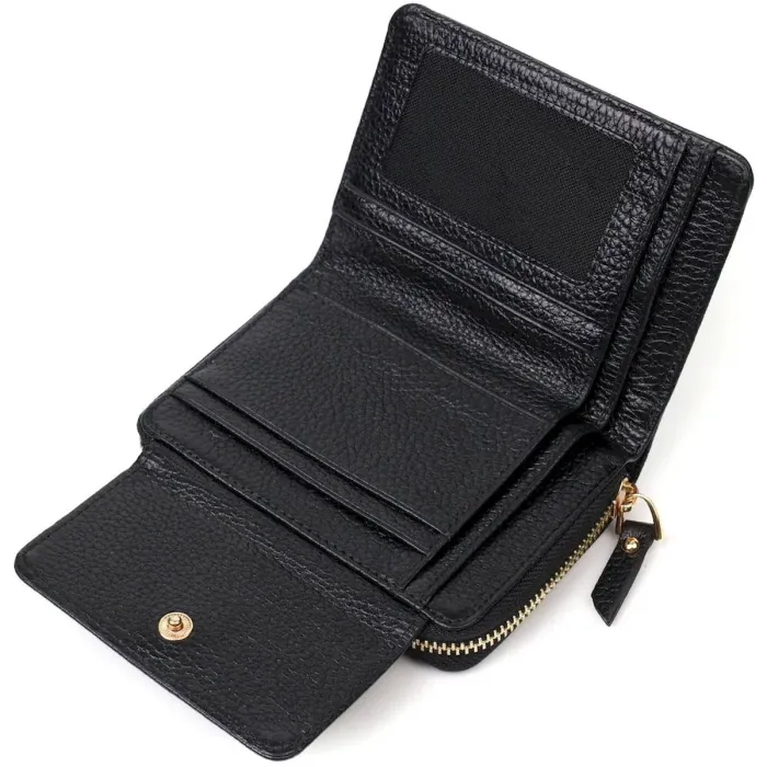 Стильний жіночий гаманець з місткою монетницею на блискавці з натуральної шкіри Tony Bellucci 22012 Чорний