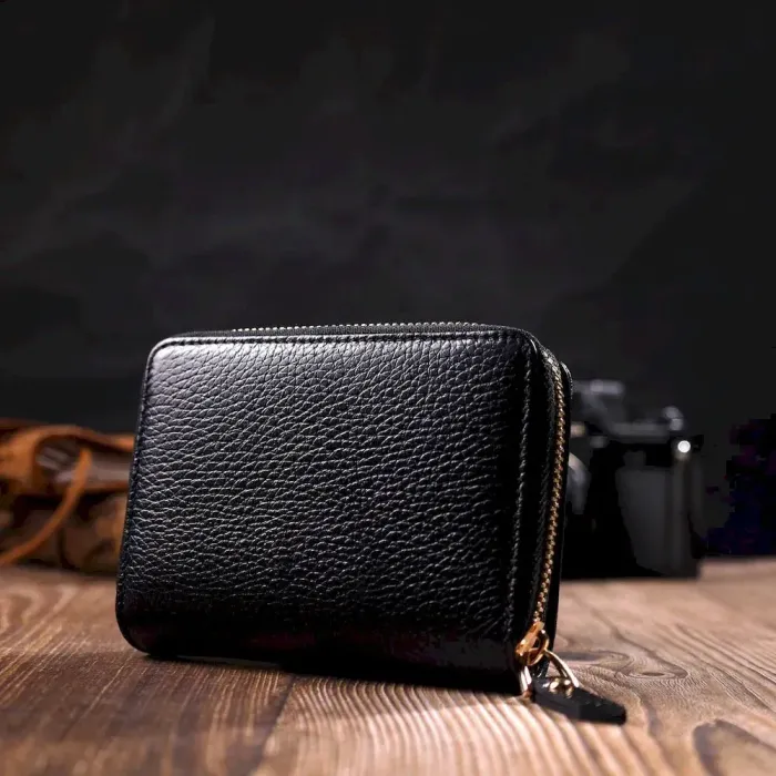 Стильний жіночий гаманець з місткою монетницею на блискавці з натуральної шкіри Tony Bellucci 22012 Чорний