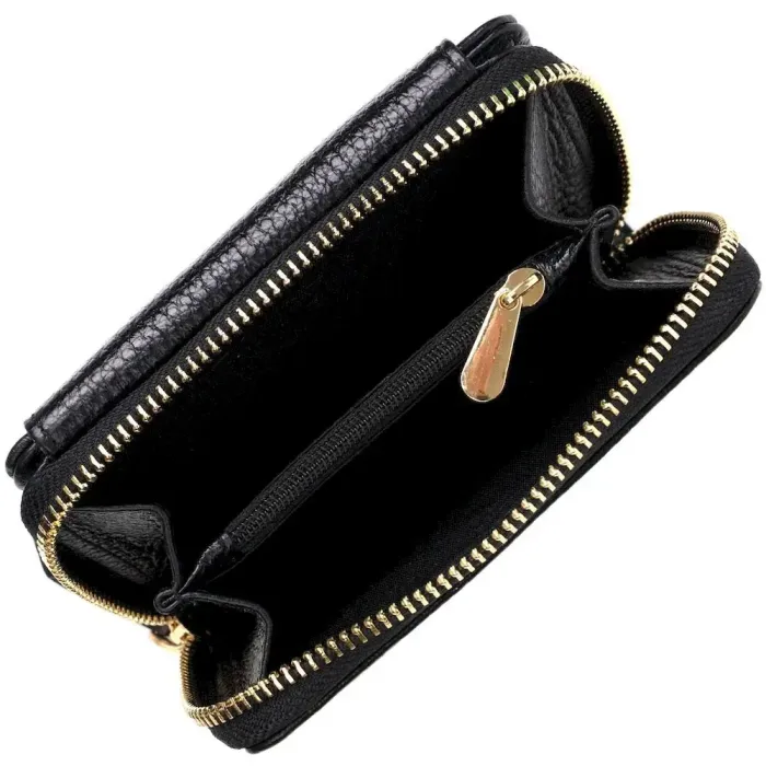 Стильний жіночий гаманець з місткою монетницею на блискавці з натуральної шкіри Tony Bellucci 22012 Чорний