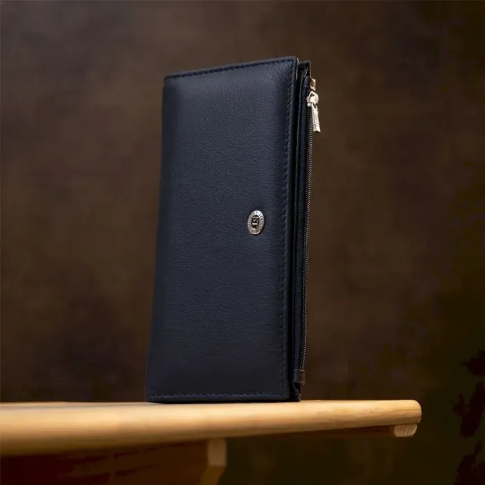 Стильний жіночий шкіряний гаманець ST Leather 19382 Темно-синій