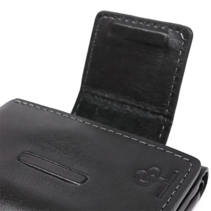 Строгое портмоне унисекс из гладкой кожи GRANDE PELLE 11152 Черное