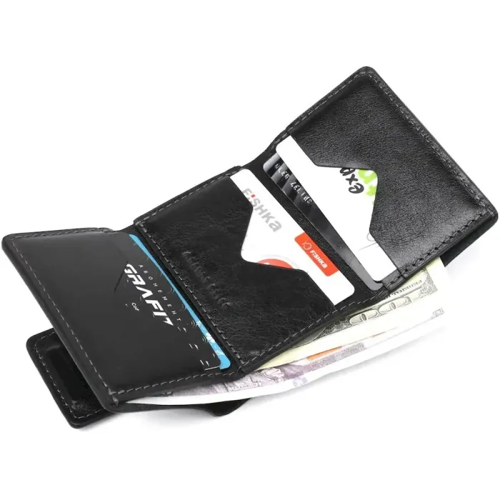 Строгое портмоне унисекс из гладкой кожи GRANDE PELLE 11152 Черное