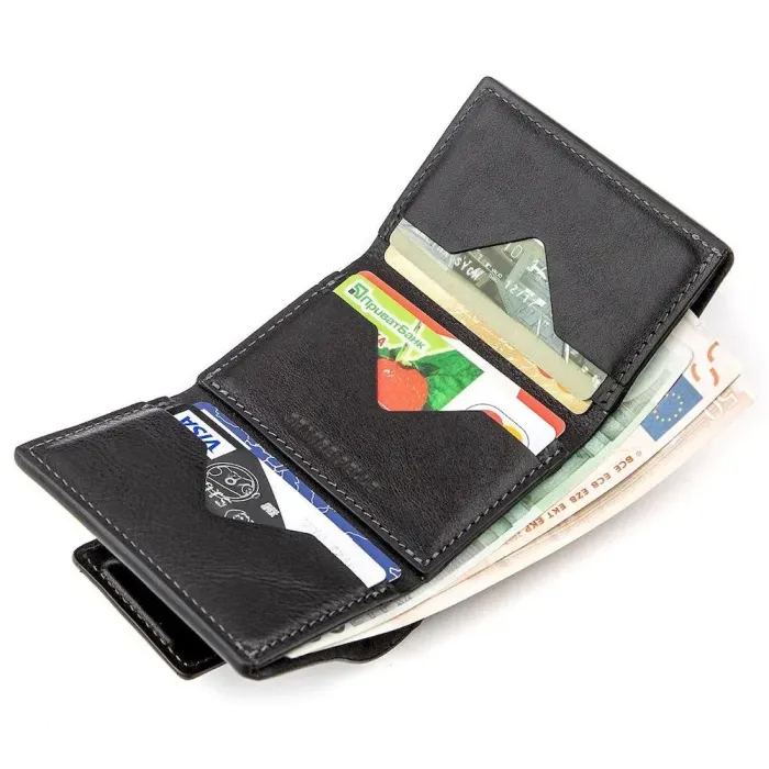 Строгое портмоне унисекс из гладкой кожи GRANDE PELLE 11152 Черное