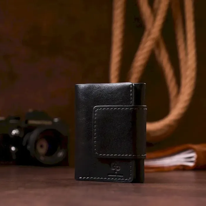 Строгое портмоне унисекс из гладкой кожи GRANDE PELLE 11152 Черное