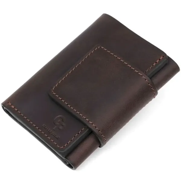 Суворий портмоне унісекс у вінтажному стилі GRANDE PELLE 11151 Коричневе