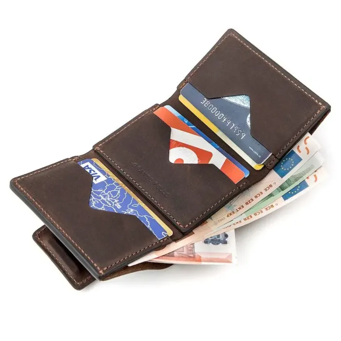 Строгое портмоне унисекс в винтажном стиле GRANDE PELLE 11151 Коричневое