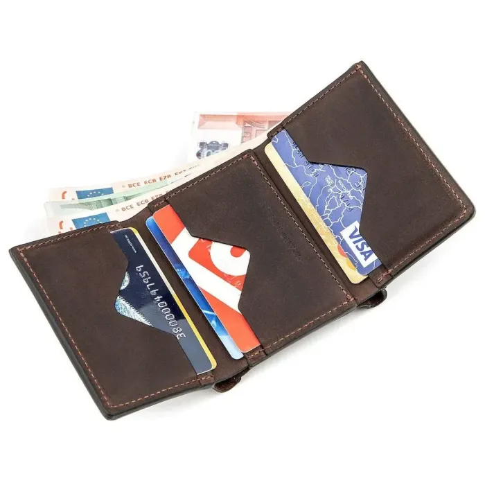 Строгое портмоне унисекс в винтажном стиле GRANDE PELLE 11151 Коричневое