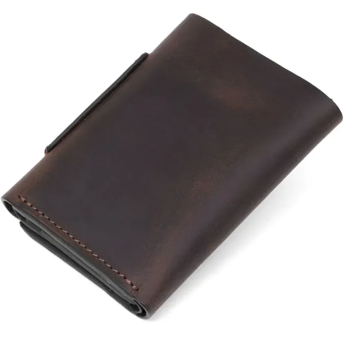 Строгое портмоне унисекс в винтажном стиле GRANDE PELLE 11151 Коричневое