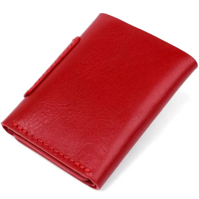 Строгое портмоне женское из гладкой кожи GRANDE PELLE 11153 Красное