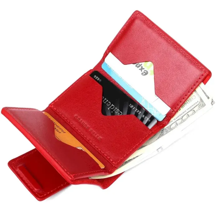 Строгое портмоне женское из гладкой кожи GRANDE PELLE 11153 Красное