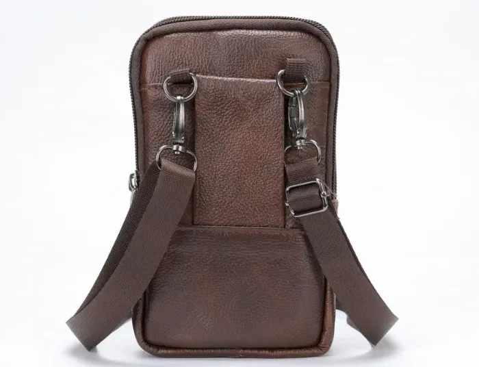 Сумка-барсетка на ремінь штанів шкіряна Vintage 20352 Коричнева