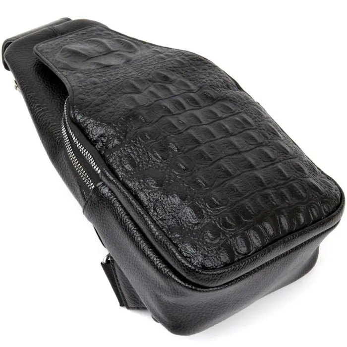 Сумка через плече кроко Vintage 20507 Чорна