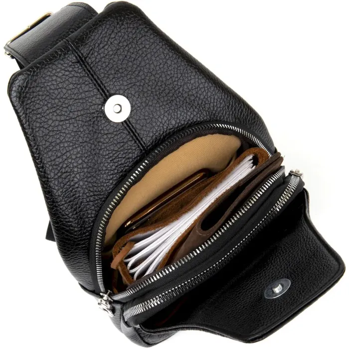 Сумка через плече кроко Vintage 20507 Чорна