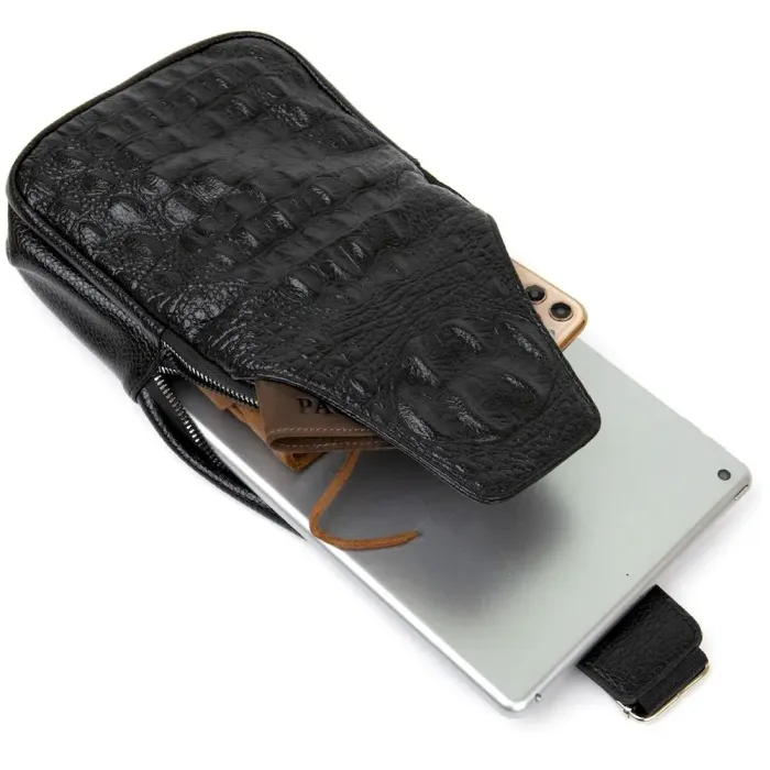 Сумка через плече кроко Vintage 20507 Чорна