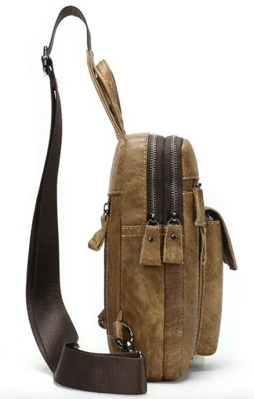 Сумка через плече чоловіча Vintage 20096 Світло-коричнева