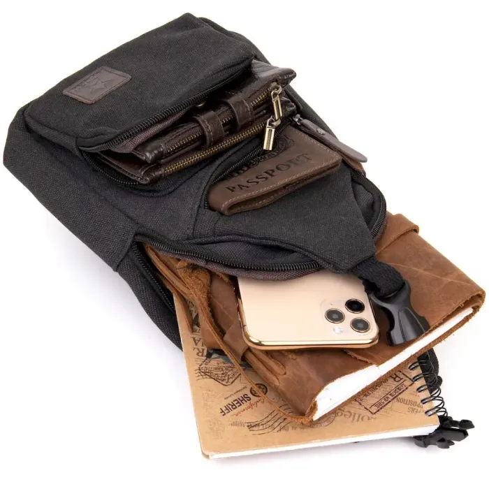 Сумка через плечо на одно отделение текстиль Vintage 20562 Черная