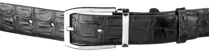 Ремень мужской CROCODILE LEATHER 18008 из натуральной кожи крокодила Черный