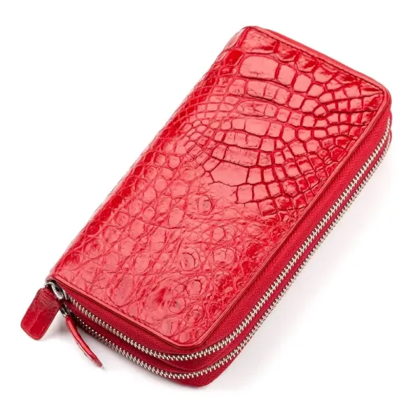 Гаманець- клатч жіночий CROCODILE LEATHER 18027 з натуральної шкіри крокодила Червоний