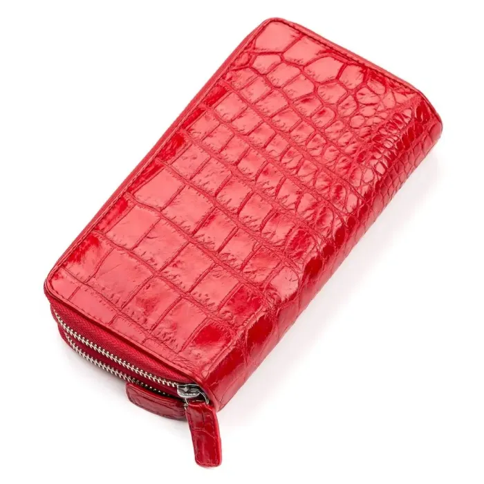 Гаманець- клатч жіночий CROCODILE LEATHER 18027 з натуральної шкіри крокодила Червоний